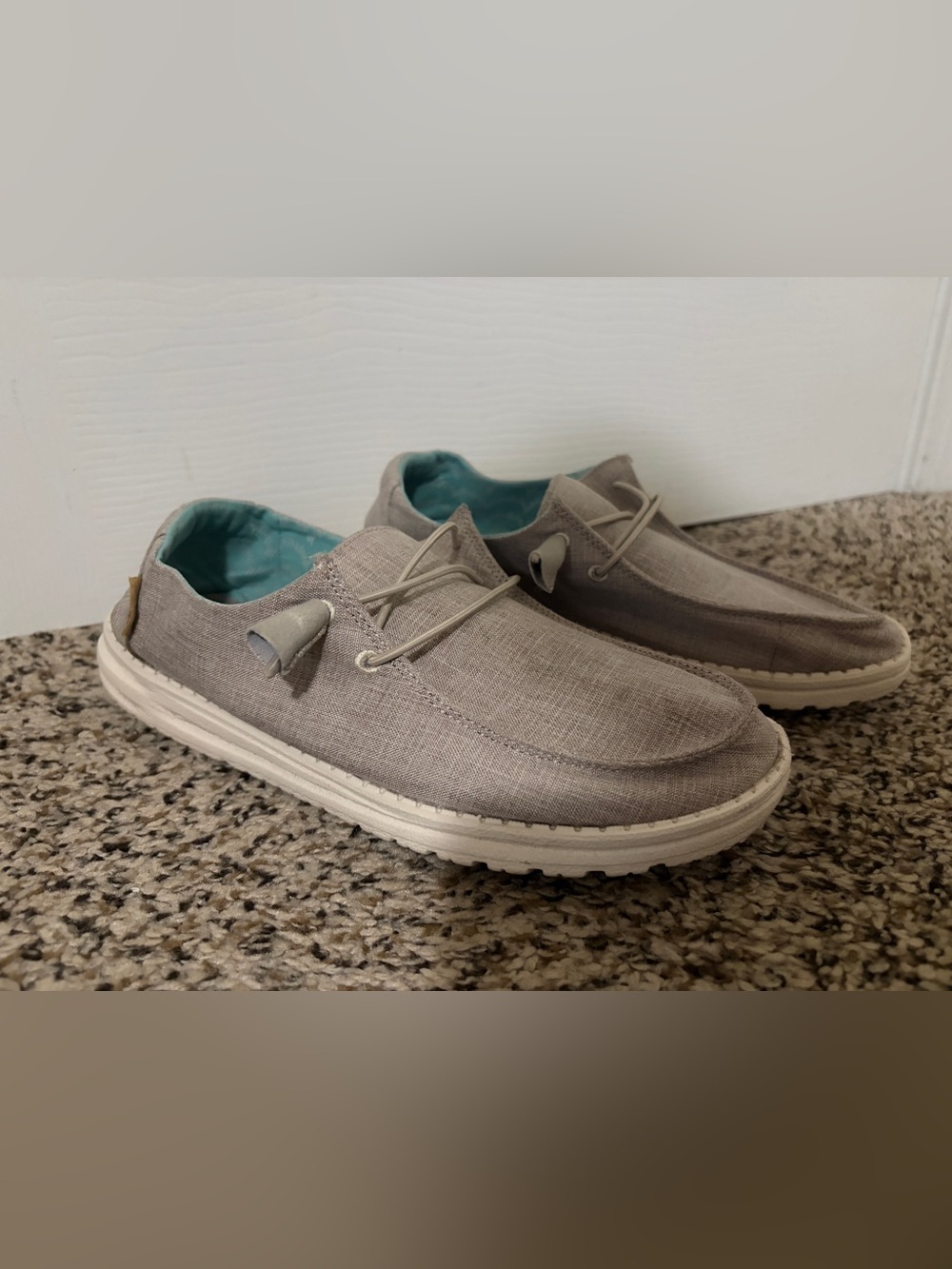 Casual Women’s Canvas Hey Dude Slip-On Shoes in Light Gray